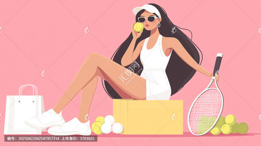 女孩吃蘋果坐箱子