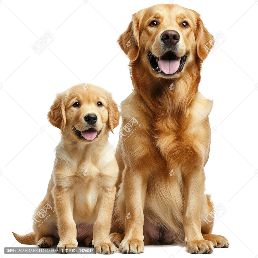 [免摳素材]金毛幼犬和成犬的溫馨畫(huà)面