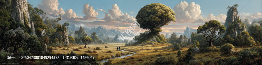 夢幻奇幻山谷風(fēng)景畫