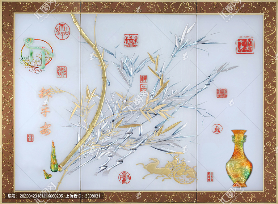 新中式藝術(shù)背景墻裝飾畫(huà)