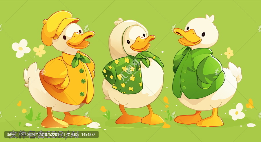 三只可愛的時(shí)尚小鴨子