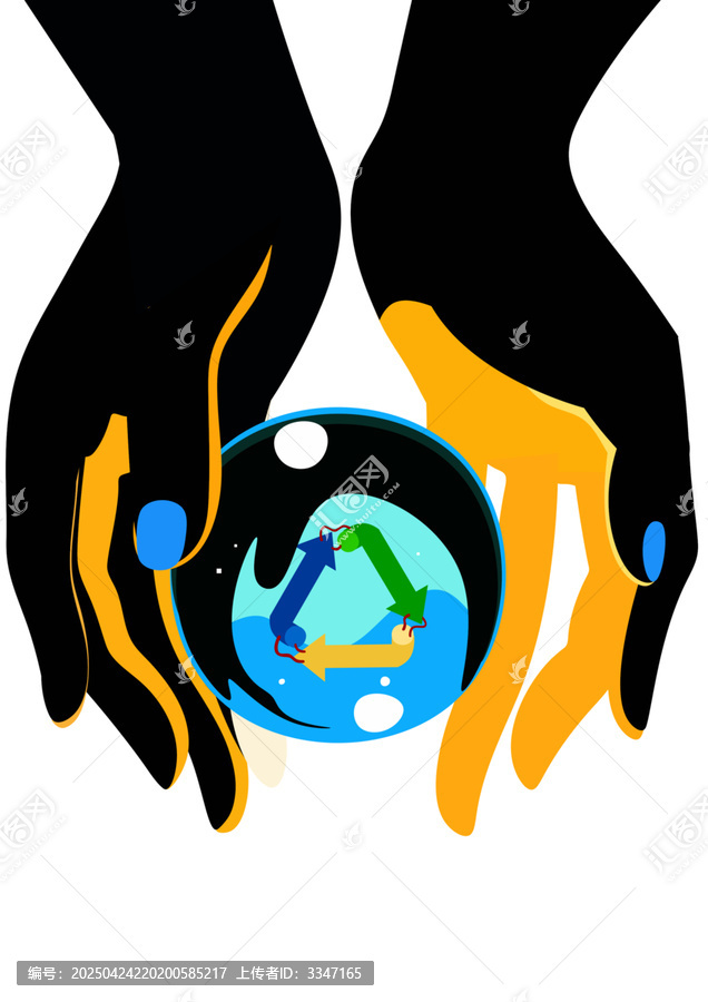 雙手呵護(hù)帶回收標(biāo)志地球