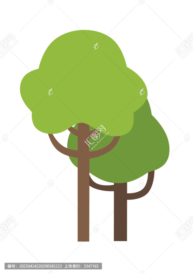 兩棵簡(jiǎn)約風(fēng)格的卡通樹(shù)木