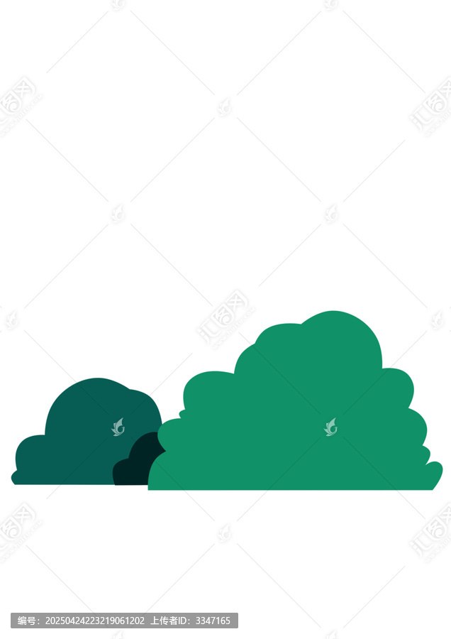 卡通風(fēng)格綠色灌木叢插畫