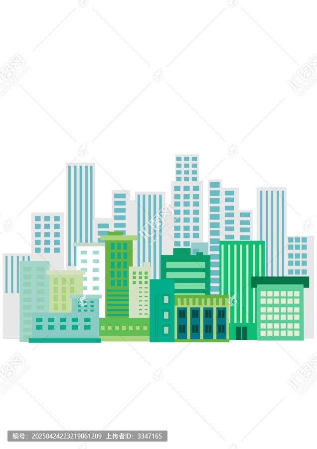 清新風(fēng)格城市建筑矢量圖