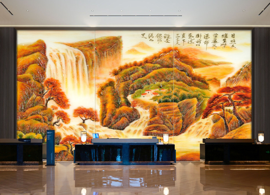 富景風(fēng)華山水畫(huà)背景墻裝飾畫(huà)