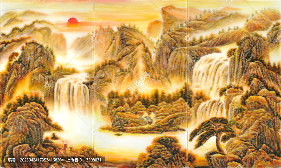 高清遠(yuǎn)致山水畫背景墻裝飾畫