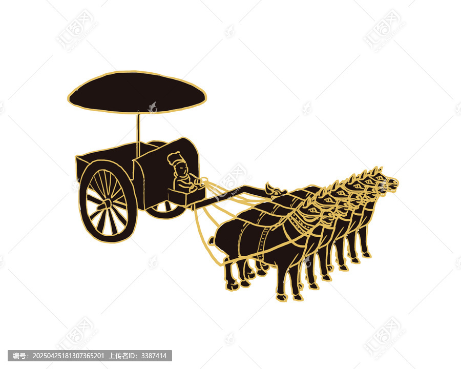 古代六匹馬拉的馬車(chē)圖案