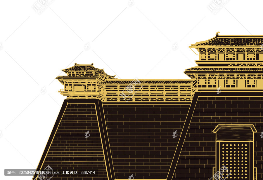 中式古典城樓建筑圖案