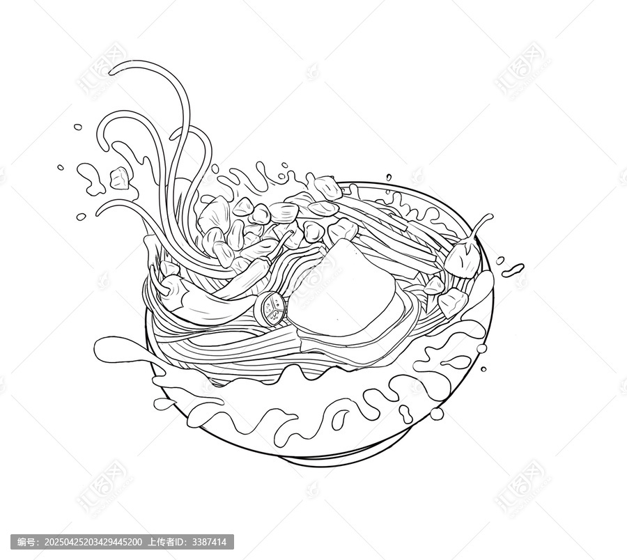 手繪美味拉面插畫