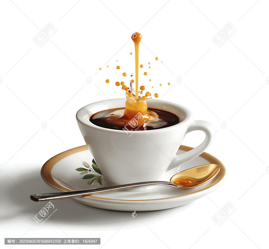 精致咖啡杯中的咖啡濺起