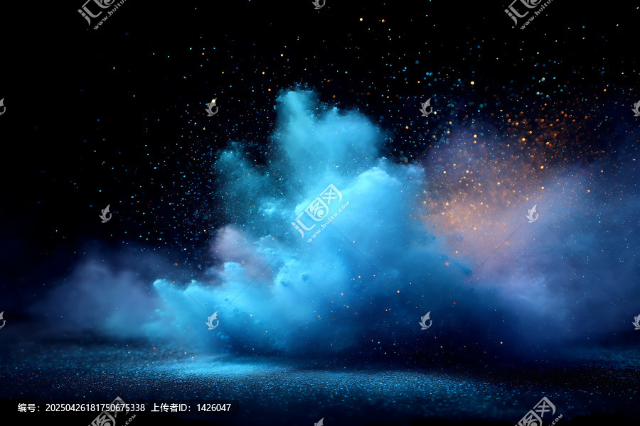 黑暗背景下色彩斑斕的粉末爆炸