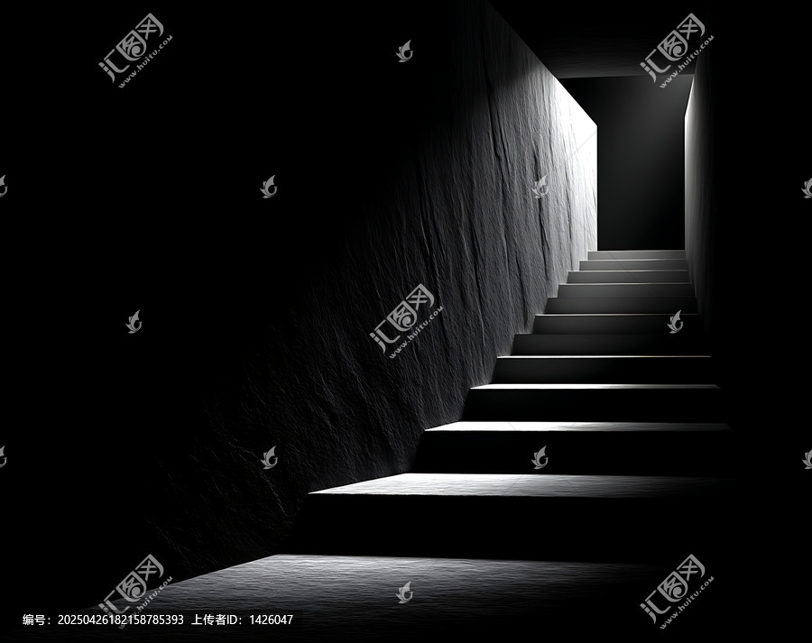 黑暗空間中的抽象階梯