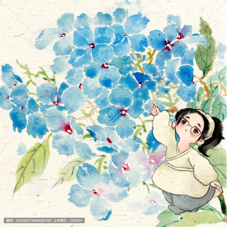 繡球花可愛女孩小胖妹IP