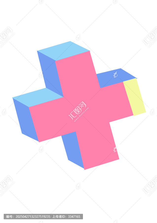 彩色立體十字幾何圖形