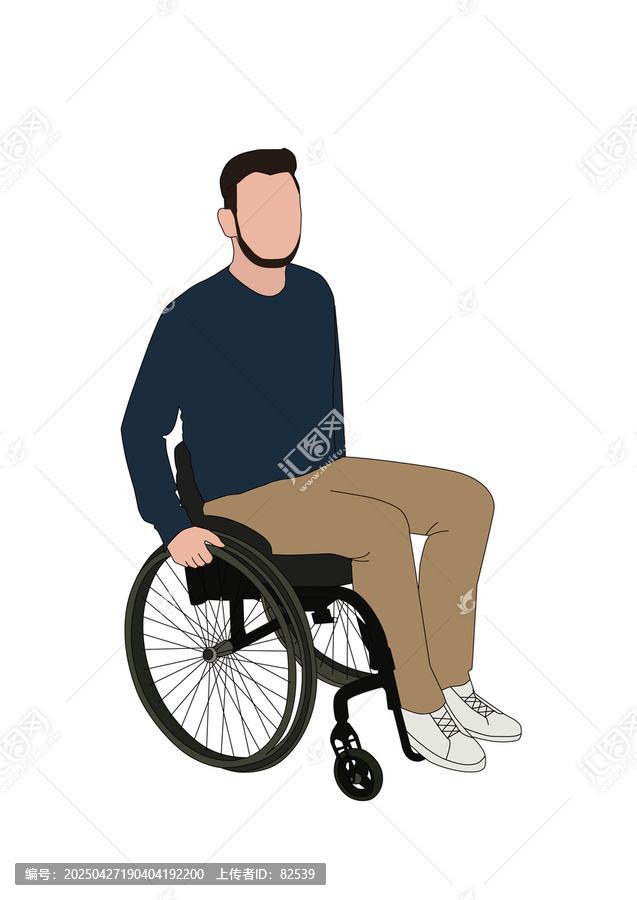 坐輪椅的男性人物插畫