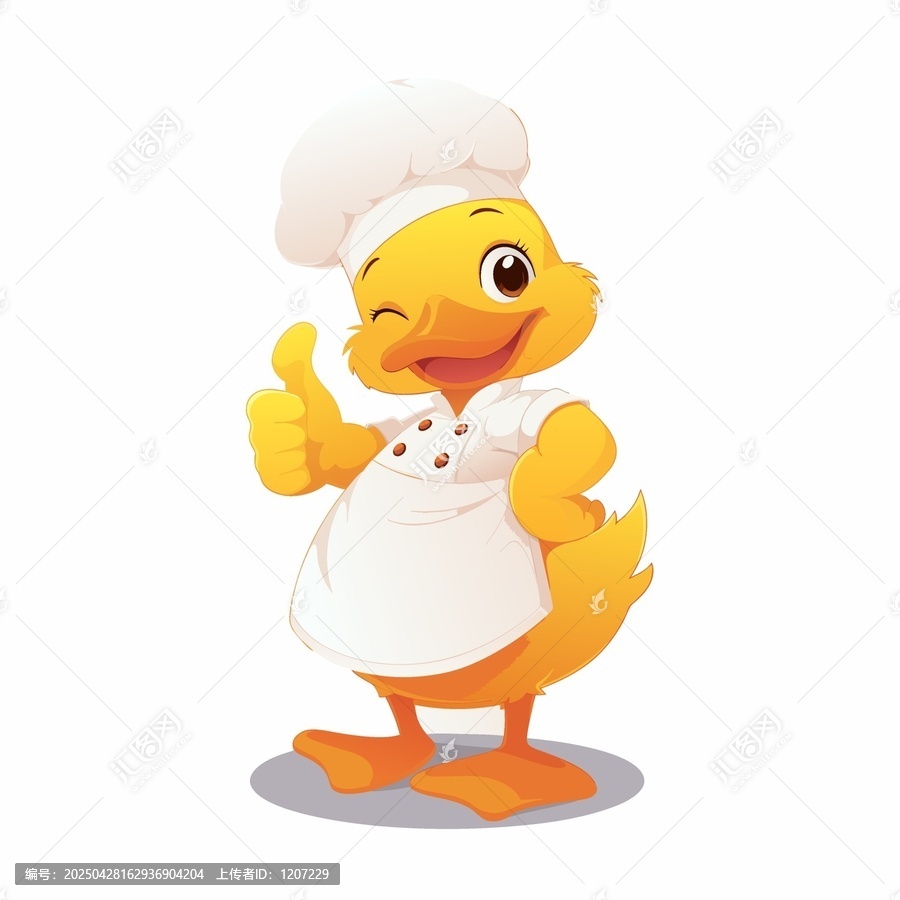 卡通鴨子廚師點贊