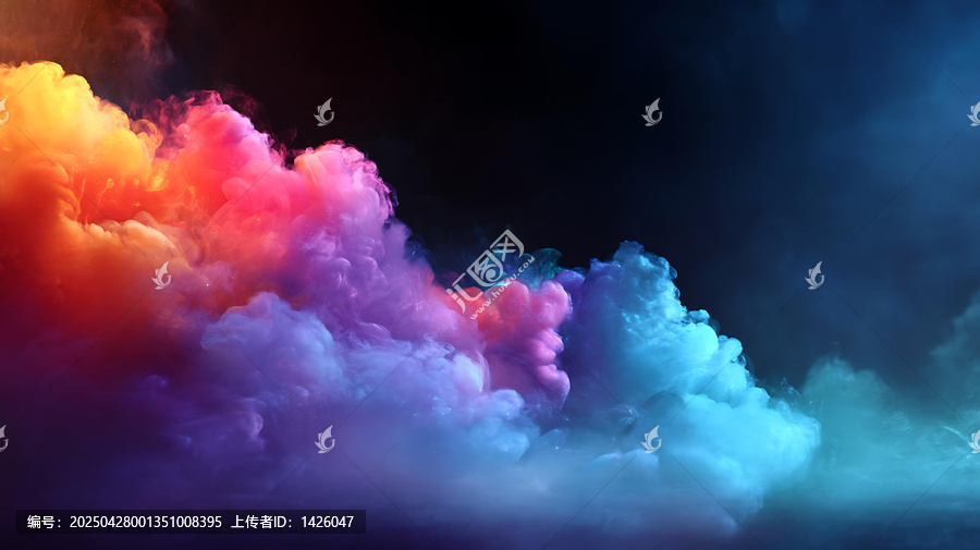 色彩斑斕的抽象煙霧背景圖
