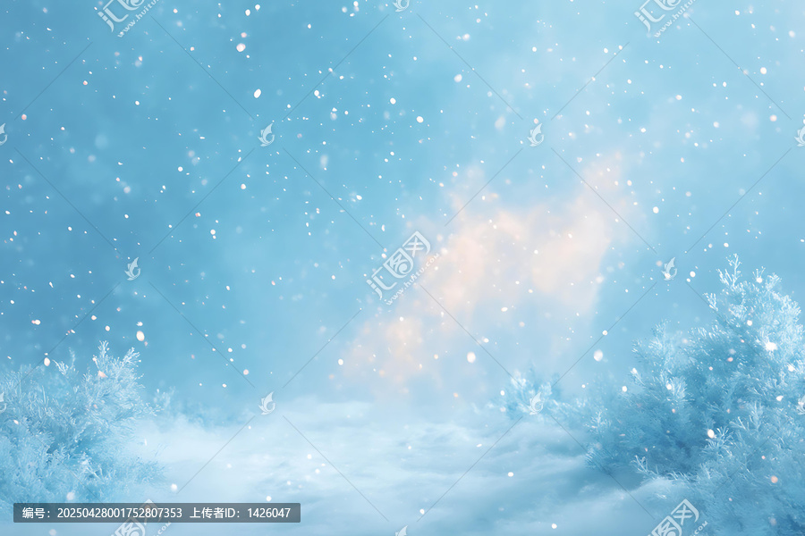 夢幻冬日雪景圖畫