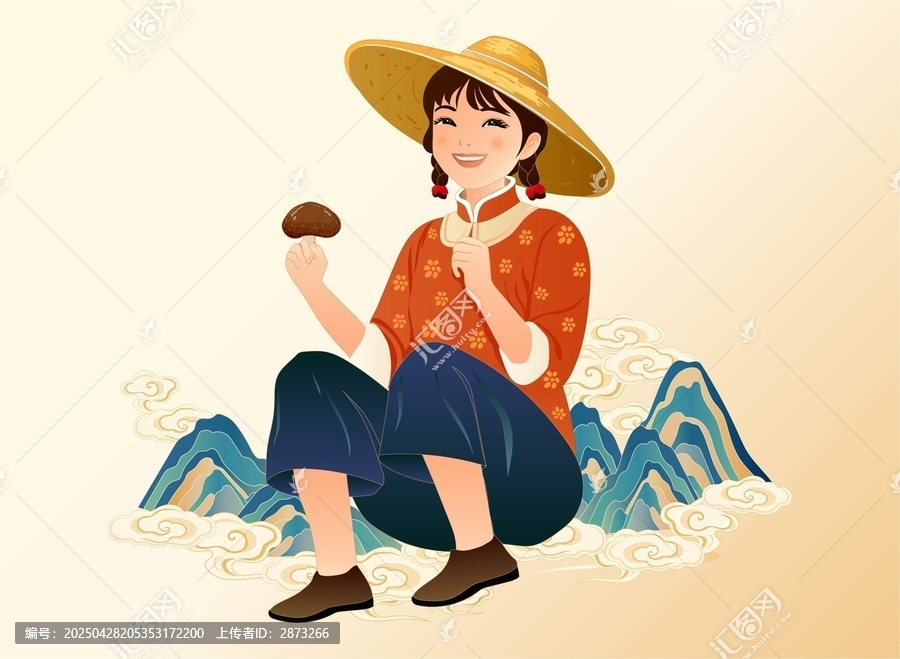采蘑菇的小姑娘