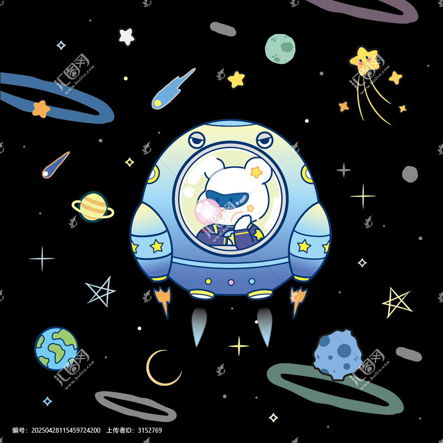 太空熊卡通插畫