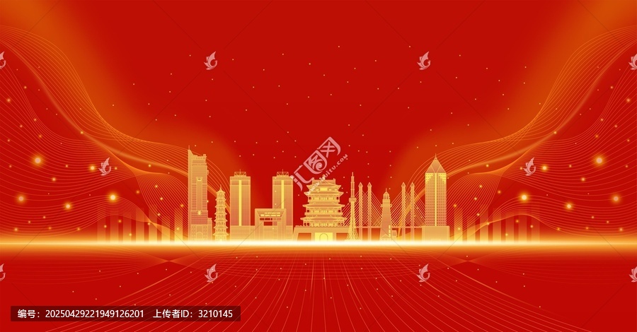 威海城市長春建筑紅色慶典背景