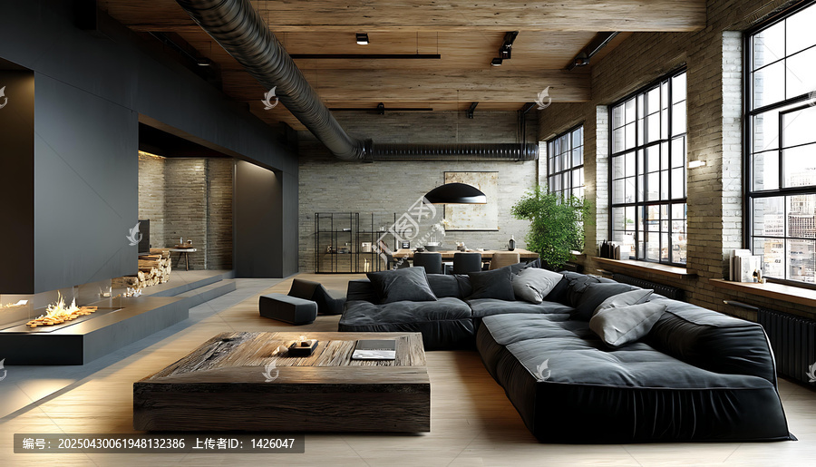 工業(yè)風(fēng)loft公寓客廳設(shè)計(jì)