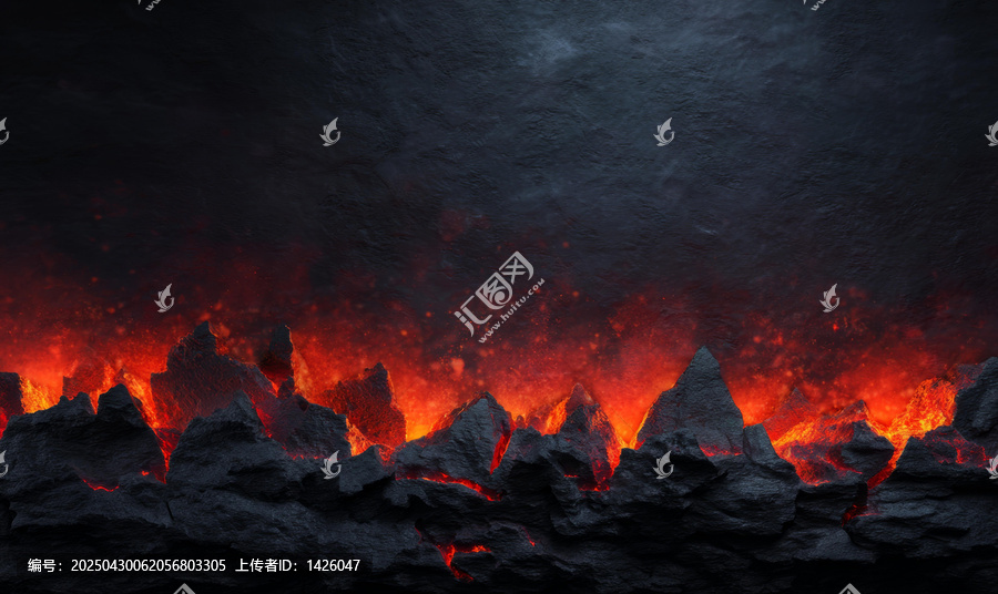 巖漿流淌的黑暗巖石