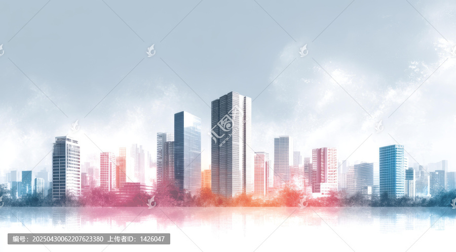 水彩風(fēng)格城市景觀圖