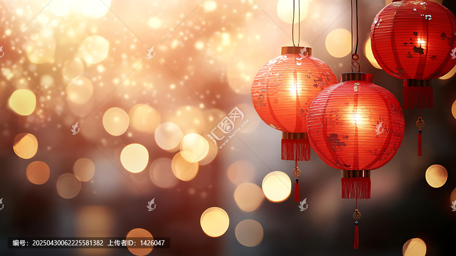 中國(guó)紅燈籠與背景虛化