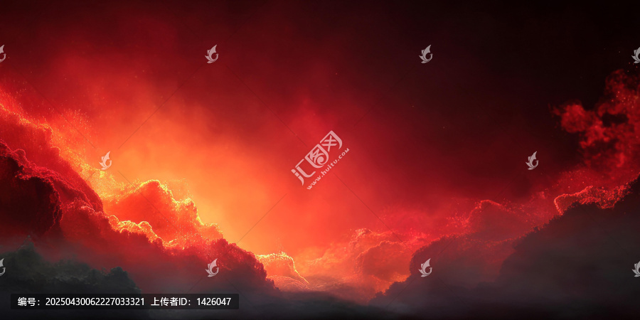 壯麗夕陽下的火焰云彩