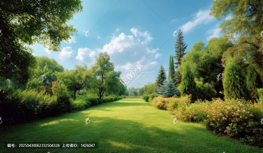 陽光明媚的公園美景