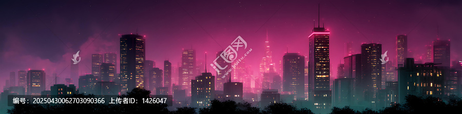 夢幻霓虹之夜都市景觀