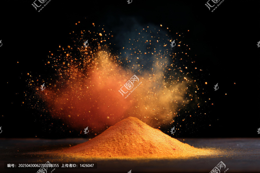 彩色粉末爆炸的黑色背景圖