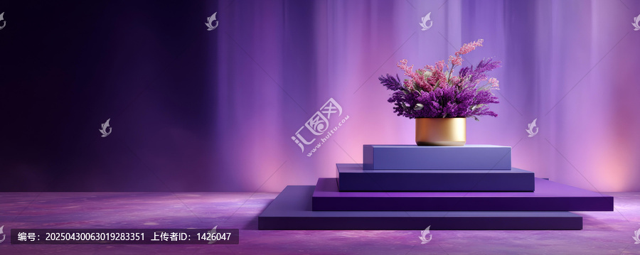 紫色幾何展示臺(tái)花藝擺設(shè)