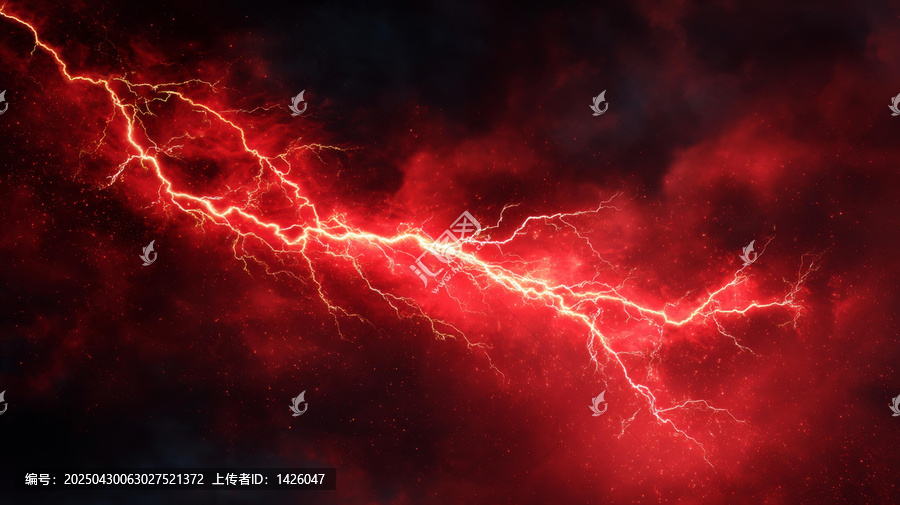 狂暴的紅色閃電夜空