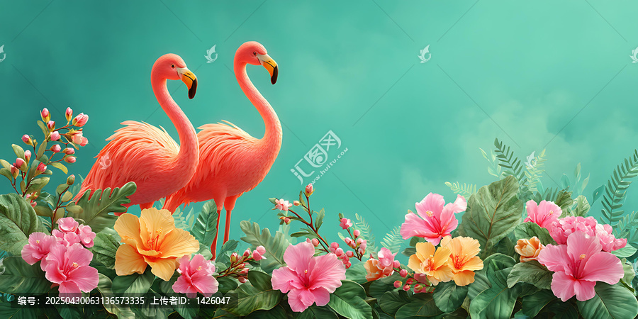 熱帶火烈鳥花卉