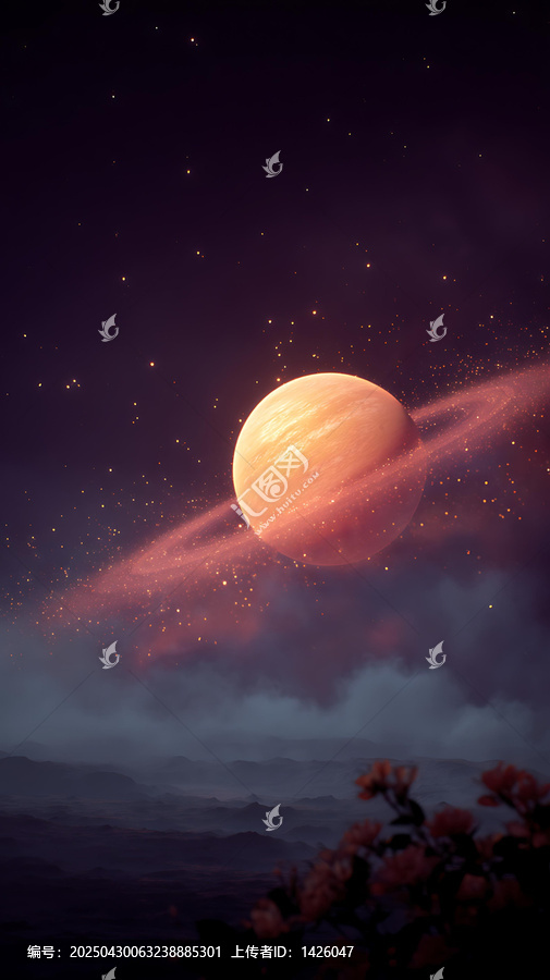 環(huán)狀行星的宇宙景觀圖