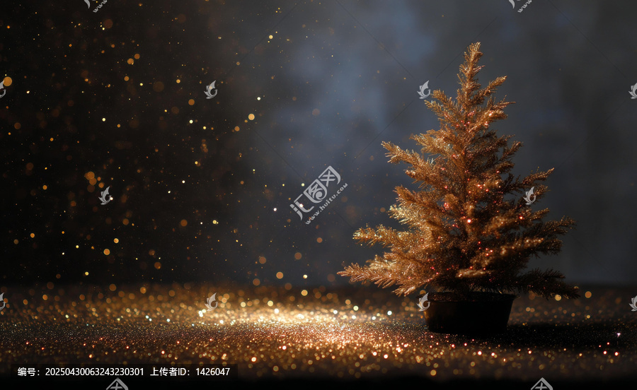金色閃耀的圣誕樹背景圖