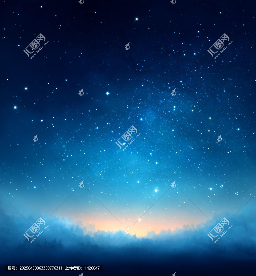 星云繚繞的星空美景