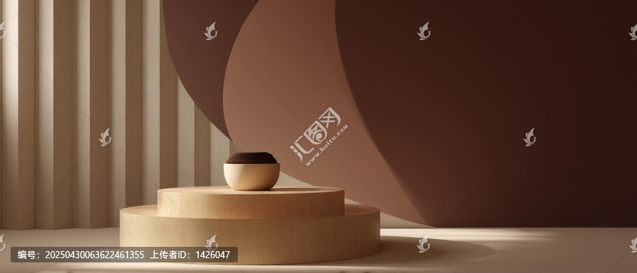 現(xiàn)代簡(jiǎn)約木質(zhì)展示臺(tái)與棕色背景