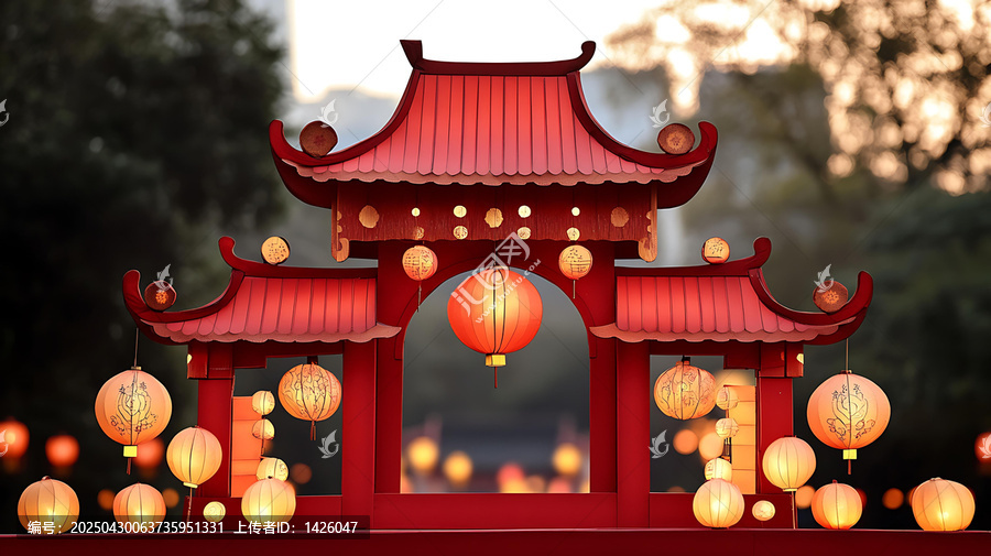 中國紅燈籠拱門裝飾