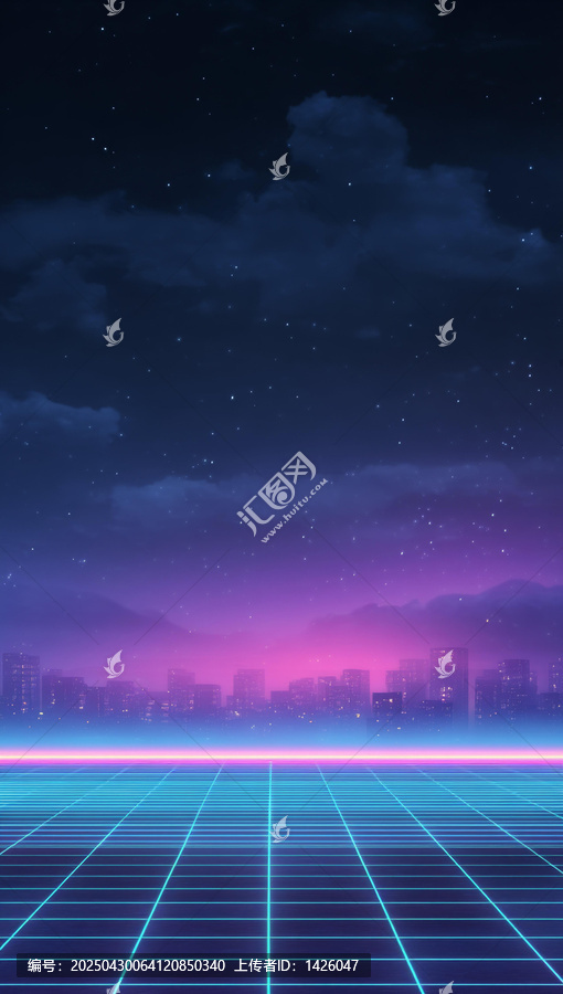 復(fù)古未來主義城市夜景