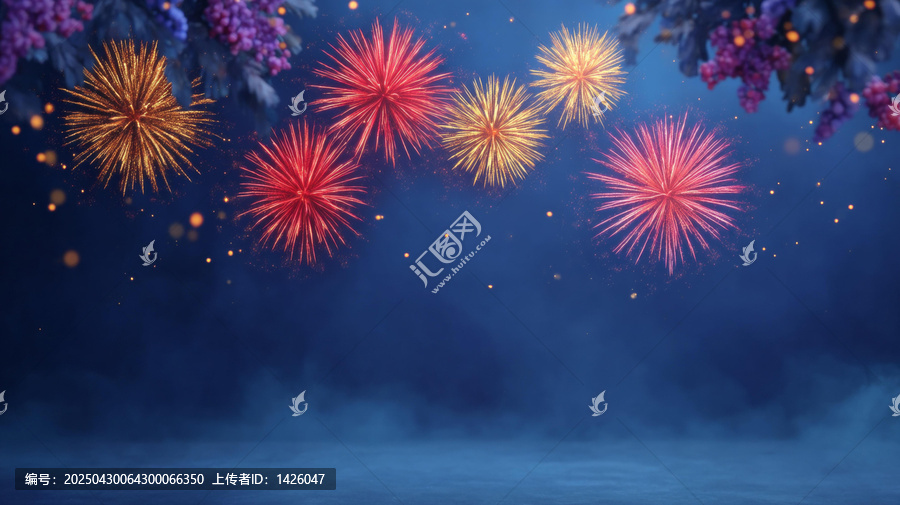 夜空中絢麗的煙花表演