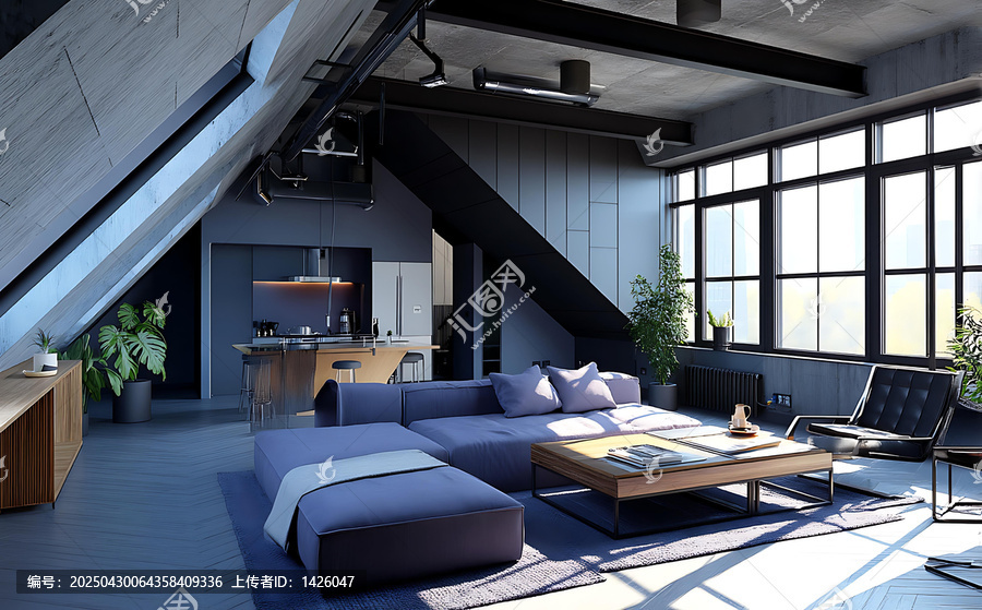 工業(yè)風loft公寓客廳設計