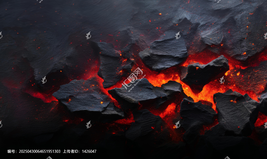 熔巖流淌的火熱巖漿
