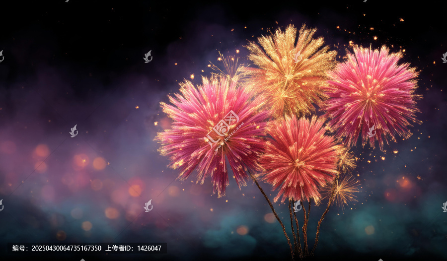 絢麗多彩煙花綻放夜空