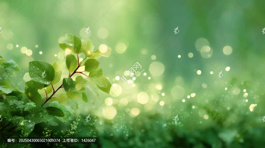 自然森林閃光綠葉背景圖