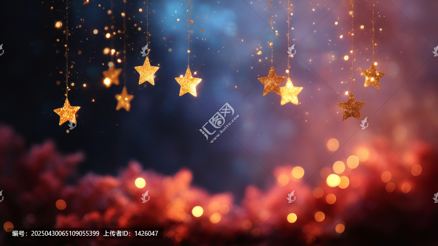 夢幻星空下閃耀的金色星星