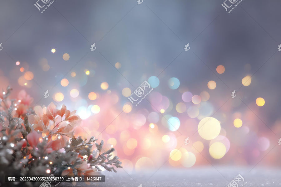 冬日節(jié)日花卉背景朦朧光斑
